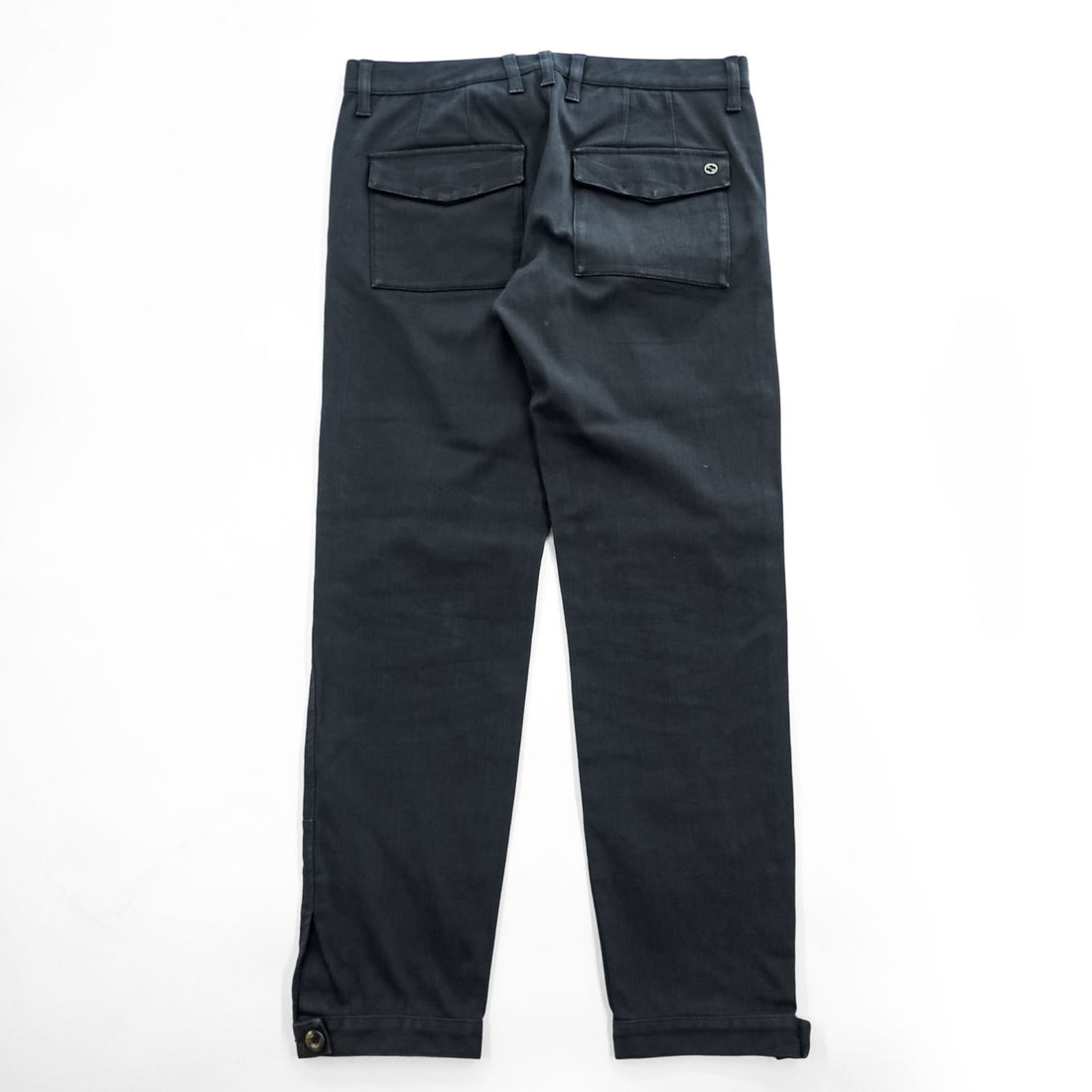 GUCCI イタリア製 コットンストレッチパンツ チノパンツ M ブラック 裾ボタンアジャスター RIDING 314405 XZ850