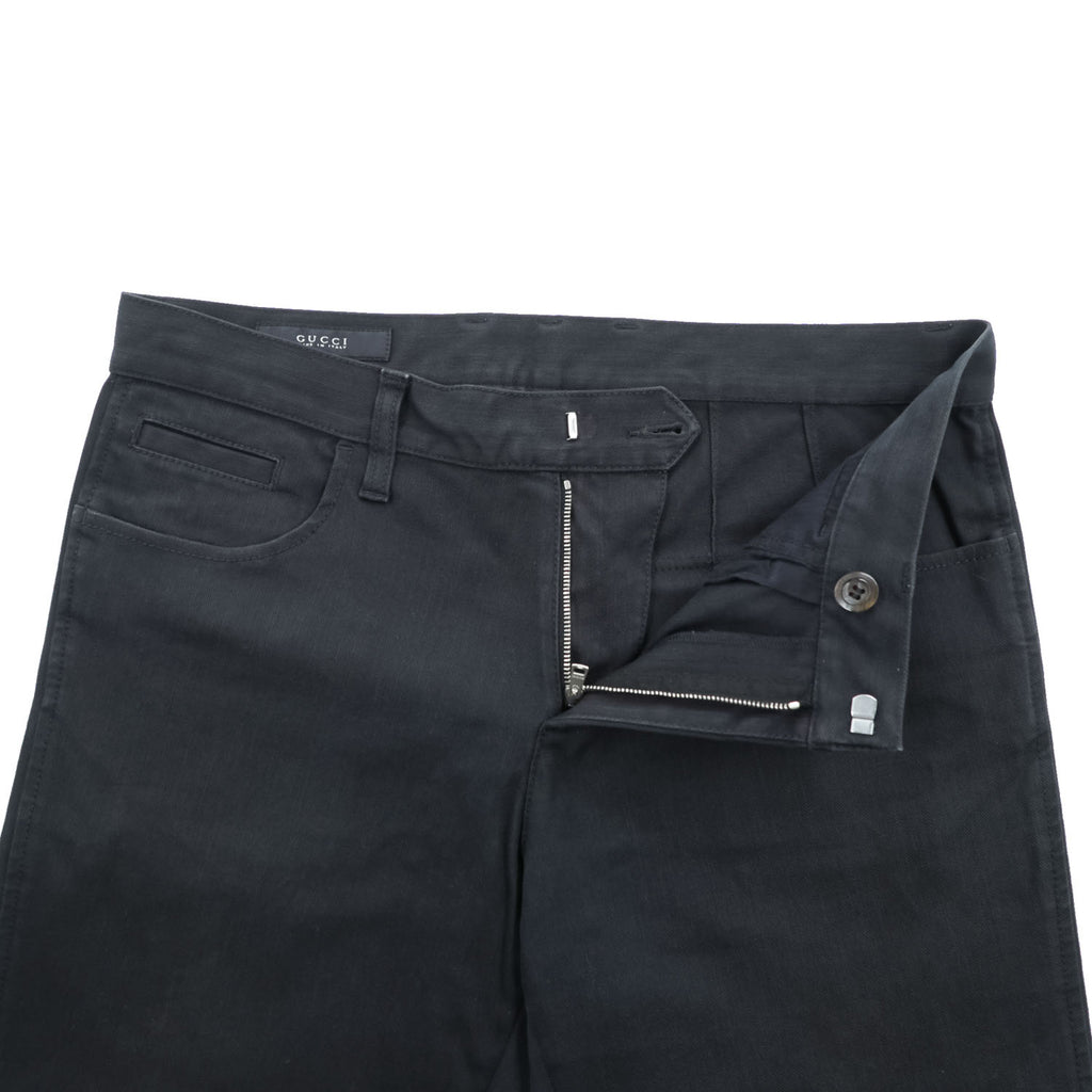GUCCI イタリア製 コットンストレッチパンツ チノパンツ M ブラック 裾ボタンアジャスター RIDING 314405 XZ850