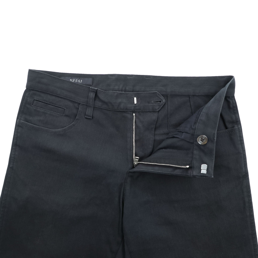 GUCCI イタリア製 コットンストレッチパンツ チノパンツ M ブラック 裾ボタンアジャスター RIDING 314405 XZ850