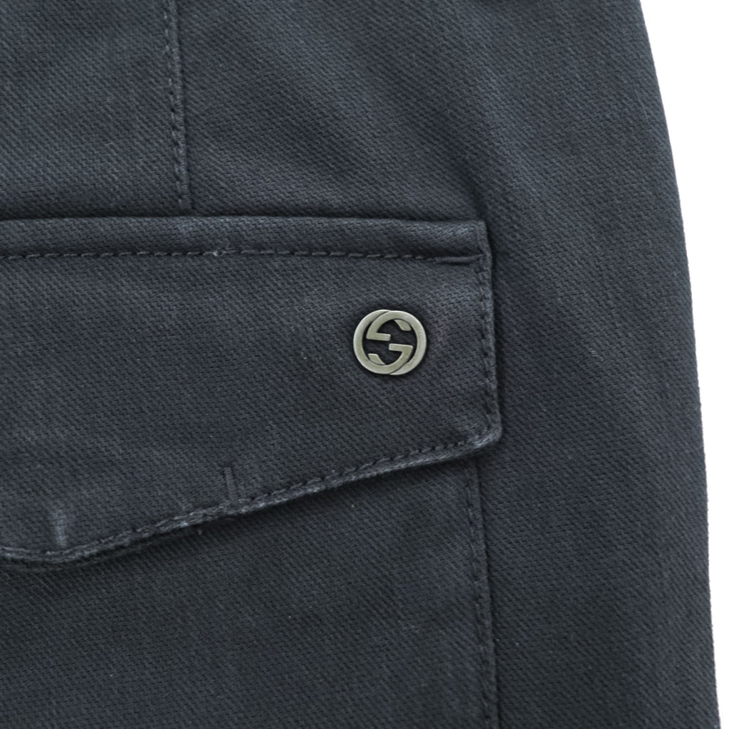 GUCCI イタリア製 コットンストレッチパンツ チノパンツ M ブラック 裾ボタンアジャスター RIDING 314405 XZ850