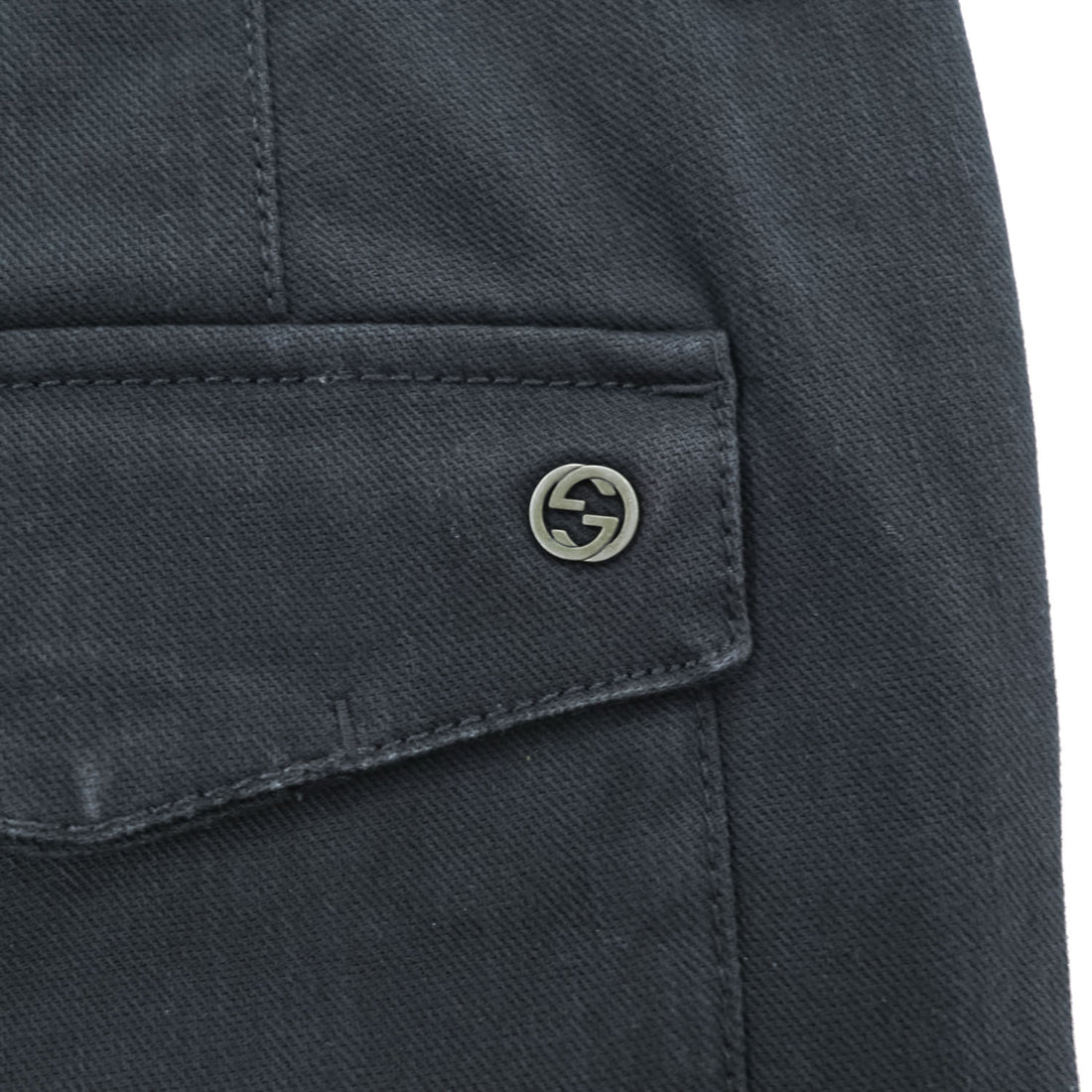 GUCCI イタリア製 コットンストレッチパンツ チノパンツ M ブラック 裾ボタンアジャスター RIDING 314405 XZ850