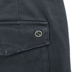 GUCCI イタリア製 コットンストレッチパンツ チノパンツ M ブラック 裾ボタンアジャスター RIDING 314405 XZ850