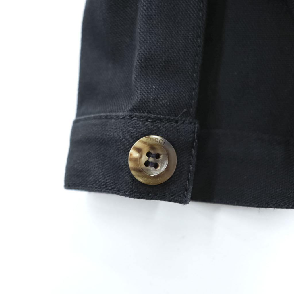 GUCCI イタリア製 コットンストレッチパンツ チノパンツ M ブラック 裾ボタンアジャスター RIDING 314405 XZ850