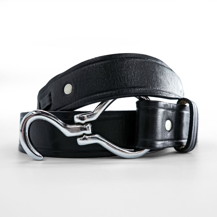 TORY LEATHER 米国製 イングリッシュブライドルレザー ベルト ブラック シルバー フック 2280 USA製