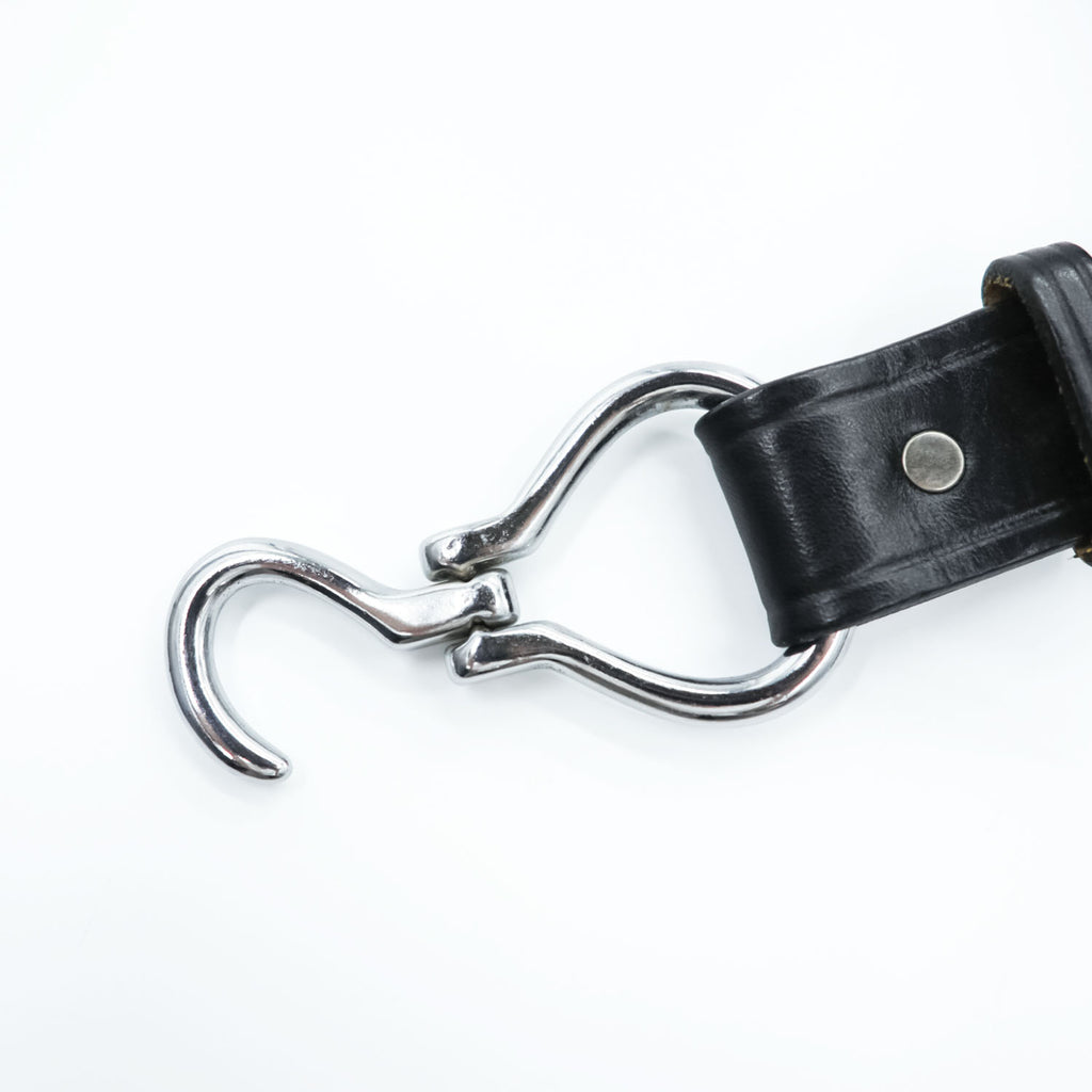 TORY 2280 English Bridle Leather Hook Buckle Belt Black Made in USA Size 32 Hoof Pick Belt