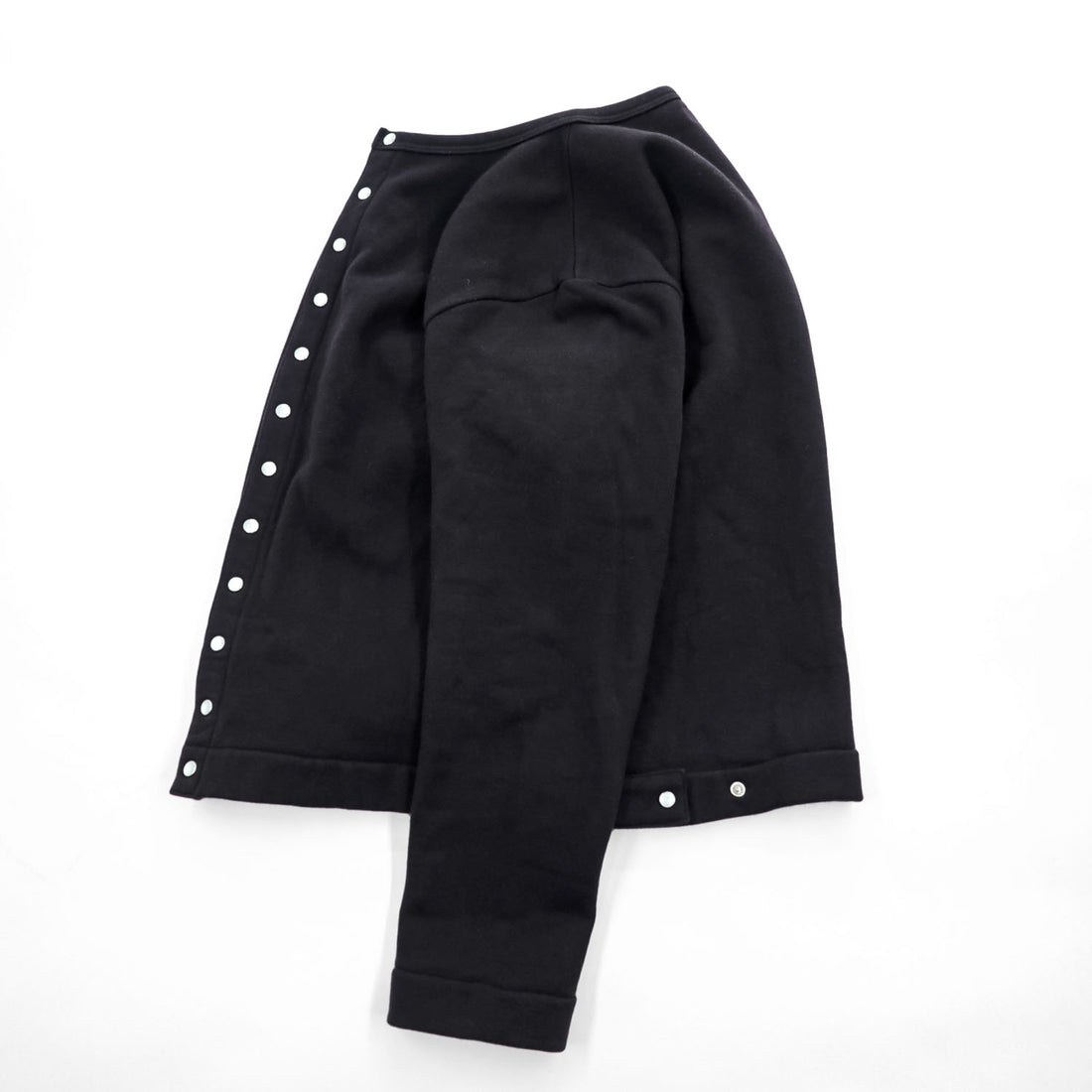 Agnes b. Homme M001 Cardigan Pression Black Cotton Fleece Snap Button Size S Japan