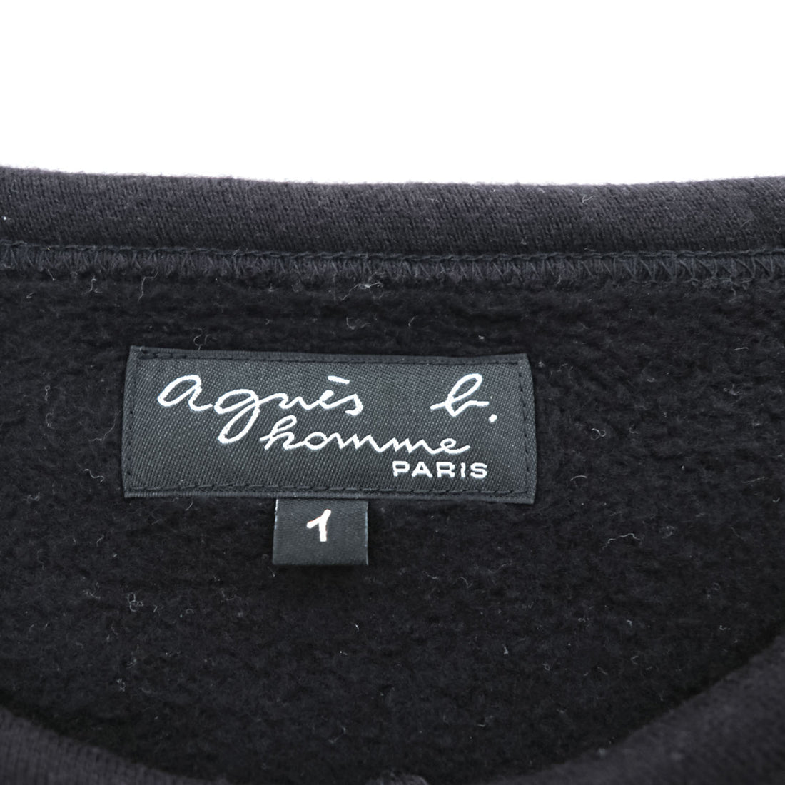 Agnes b. Homme M001 Cardigan Pression Black Cotton Fleece Snap Button Size S Japan