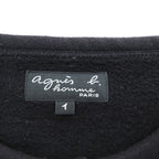 Agnes b. Homme M001 Cardigan Pression Black Cotton Fleece Snap Button Size S Japan