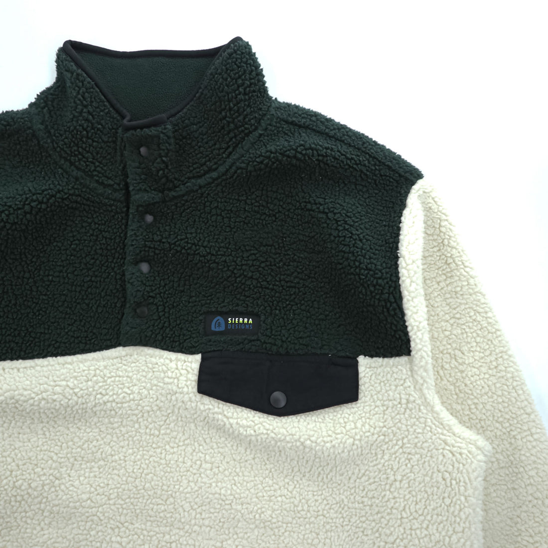 SIERRA DESIGNS XL Color Block Sherpa Fleece Half Snap Pullover Hale Snap Pullover