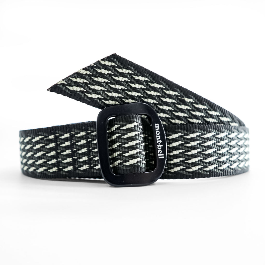 Montbell Aluminum Buckle Web Belt Black White Patterned Woven Outdoor Adjustable
