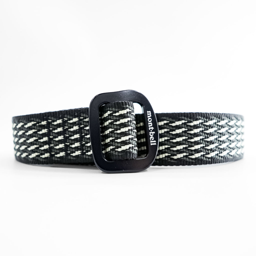 Montbell Aluminum Buckle Web Belt Black White Patterned Woven Outdoor Adjustable