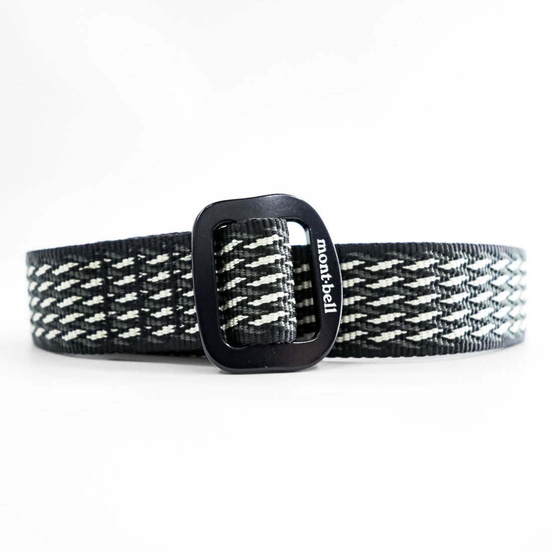 Montbell Aluminum Buckle Web Belt Black White Patterned Woven Outdoor Adjustable