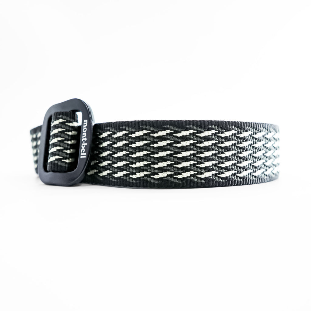 Montbell Aluminum Buckle Web Belt Black White Patterned Woven Outdoor Adjustable