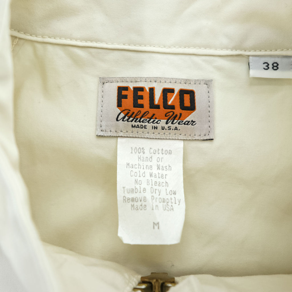 FELCO 80年代 USA製 ヴィンテージ スウィングトップ スポーツジャケット M ホワイト トリコロール UNIVERSALジップ スタンドカラー