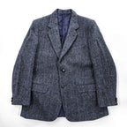 Harris Tweed 90年代 英国製 ツイード  ブレザー ヘリンボーン 2B テーラードジャケット L ネイビー イングランド製