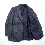 Harris Tweed 90年代 英国製 ツイード  ブレザー ヘリンボーン 2B テーラードジャケット L ネイビー イングランド製