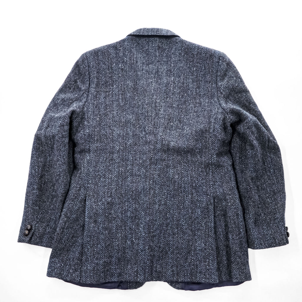 Harris Tweed 90年代 英国製 ツイード  ブレザー ヘリンボーン 2B テーラードジャケット L ネイビー イングランド製