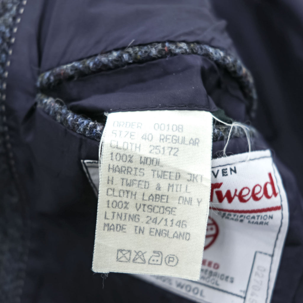 Harris Tweed 90年代 英国製 ツイード  ブレザー ヘリンボーン 2B テーラードジャケット L ネイビー イングランド製