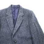 Harris Tweed 90年代 英国製 ツイード  ブレザー ヘリンボーン 2B テーラードジャケット L ネイビー イングランド製