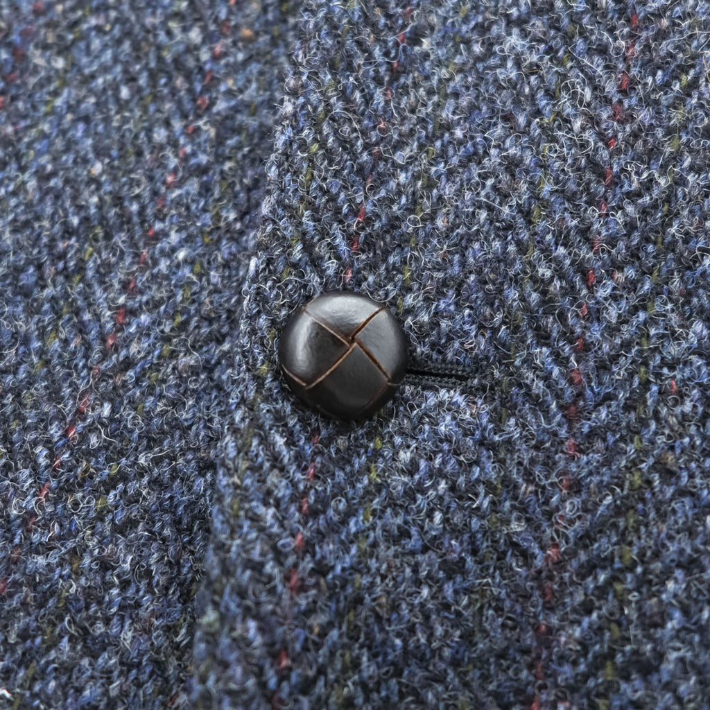 Harris Tweed 90年代 英国製 ツイード  ブレザー ヘリンボーン 2B テーラードジャケット L ネイビー イングランド製