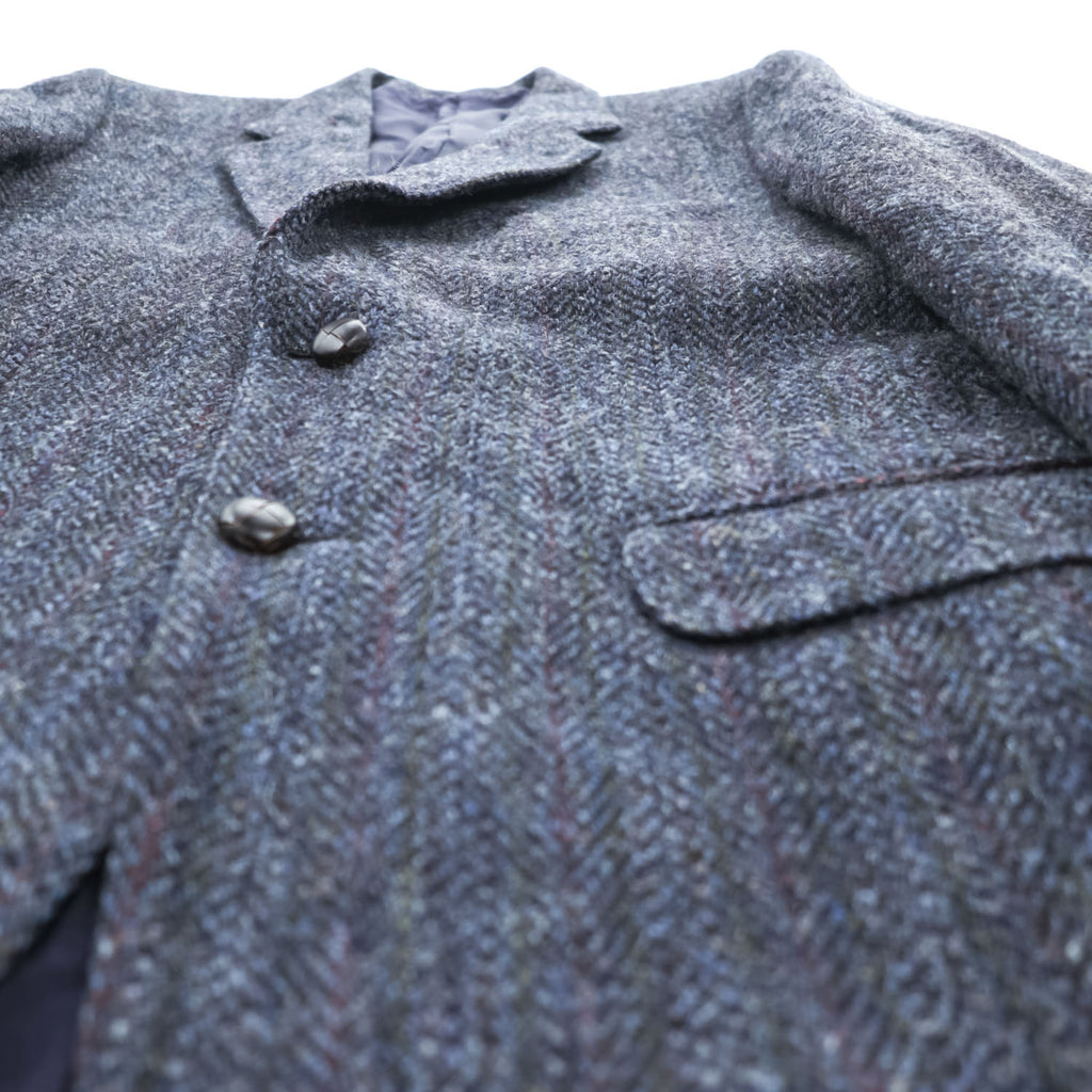 Harris Tweed 90年代 英国製 ツイード  ブレザー ヘリンボーン 2B テーラードジャケット L ネイビー イングランド製