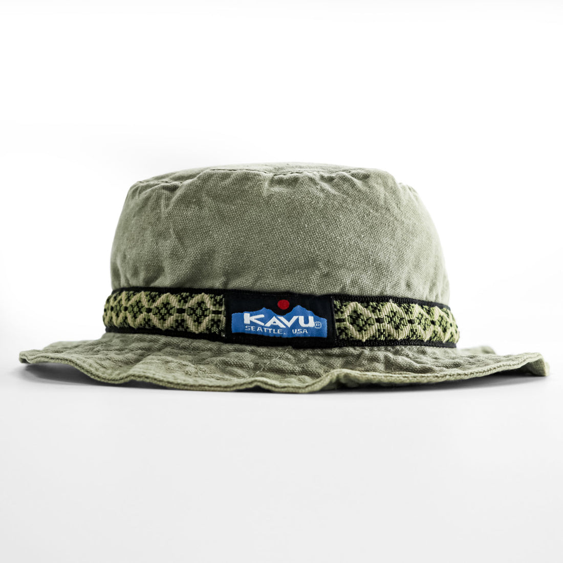 KAVU Made in USA Cotton Bucket Hat L Olive Chin Strap
