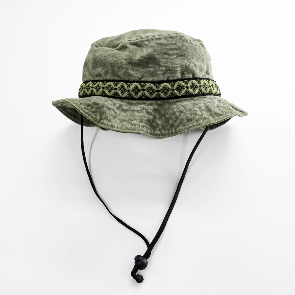KAVU Made in USA Cotton Bucket Hat L Olive Chin Strap