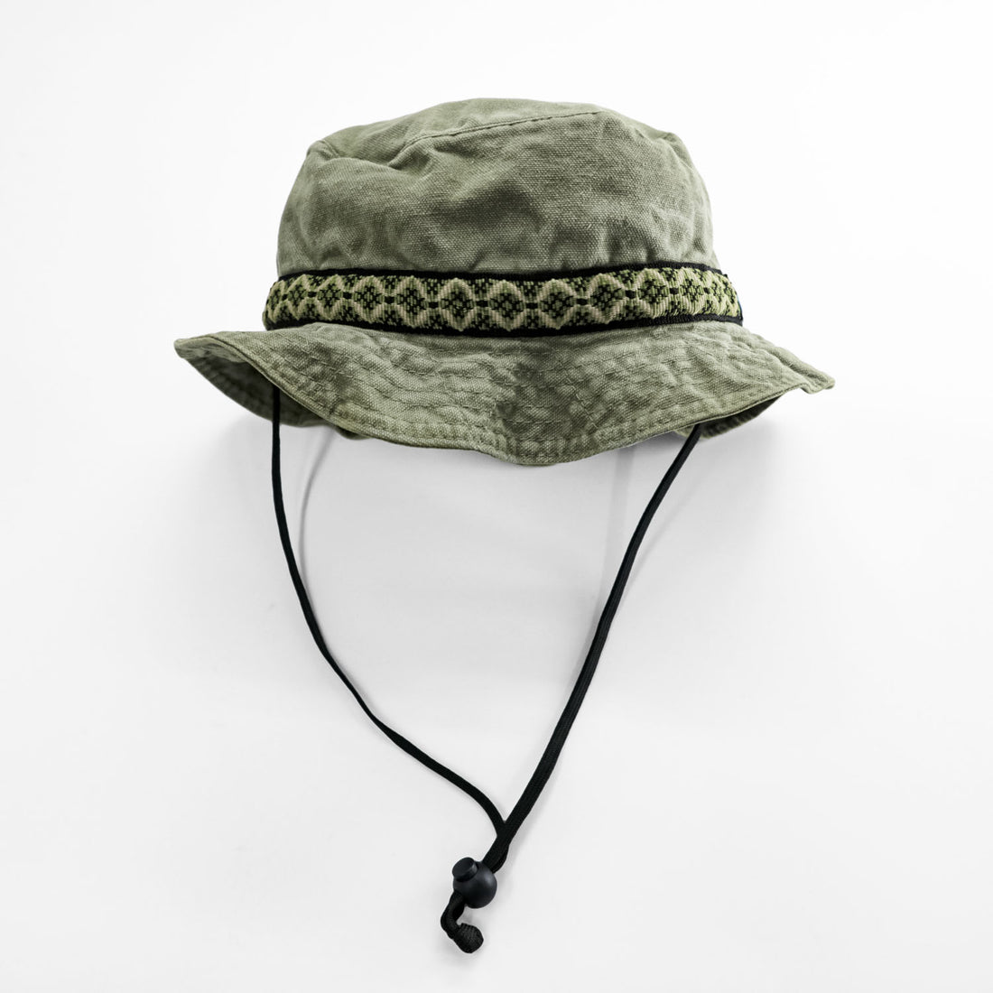 KAVU Made in USA Cotton Bucket Hat L Olive Chin Strap