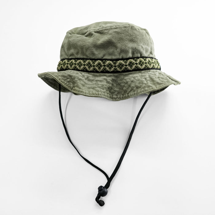 KAVU USA製 コットン バケットハット カーキ グリーン キャンバス あご紐 ストラップ付き