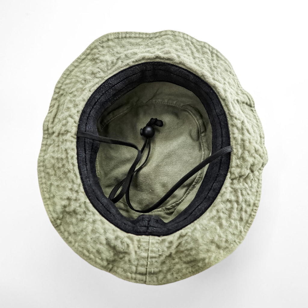 KAVU Made in USA Cotton Bucket Hat L Olive Chin Strap