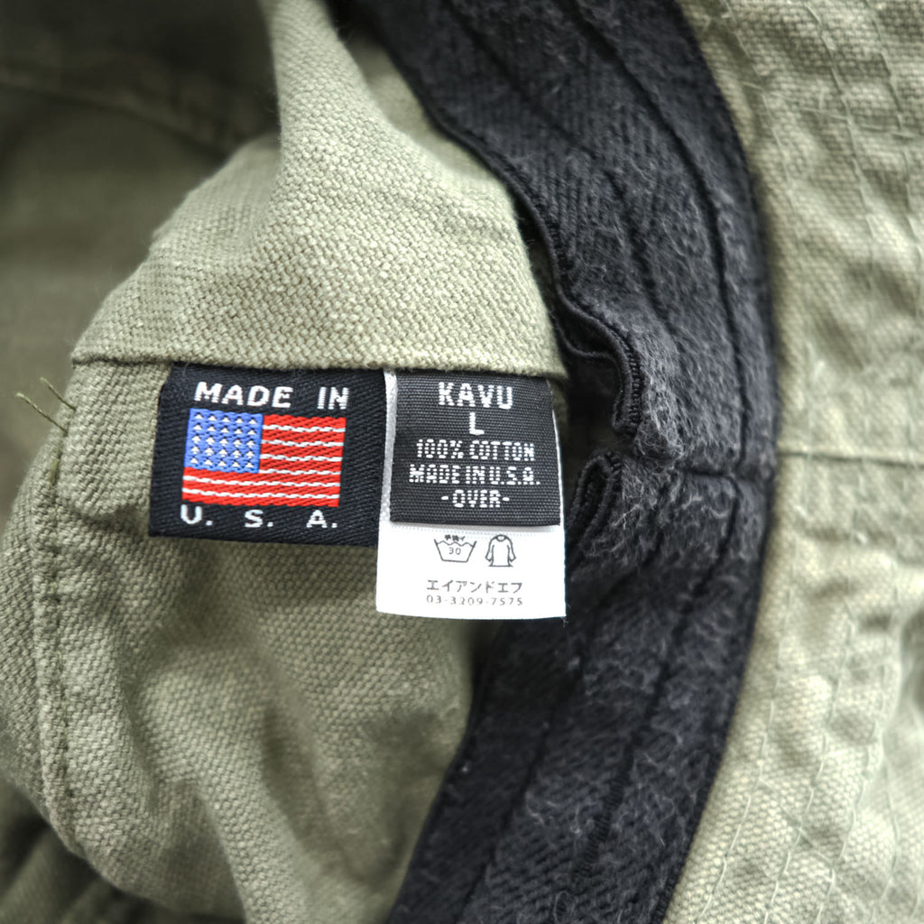 KAVU Made in USA Cotton Bucket Hat L Olive Chin Strap