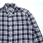 Barbour リネンブレンド 長袖 ボタンダウンシャツ M ネイビー 麻 チェック TAILORED FIT 胸ポケット MSH5166NY91