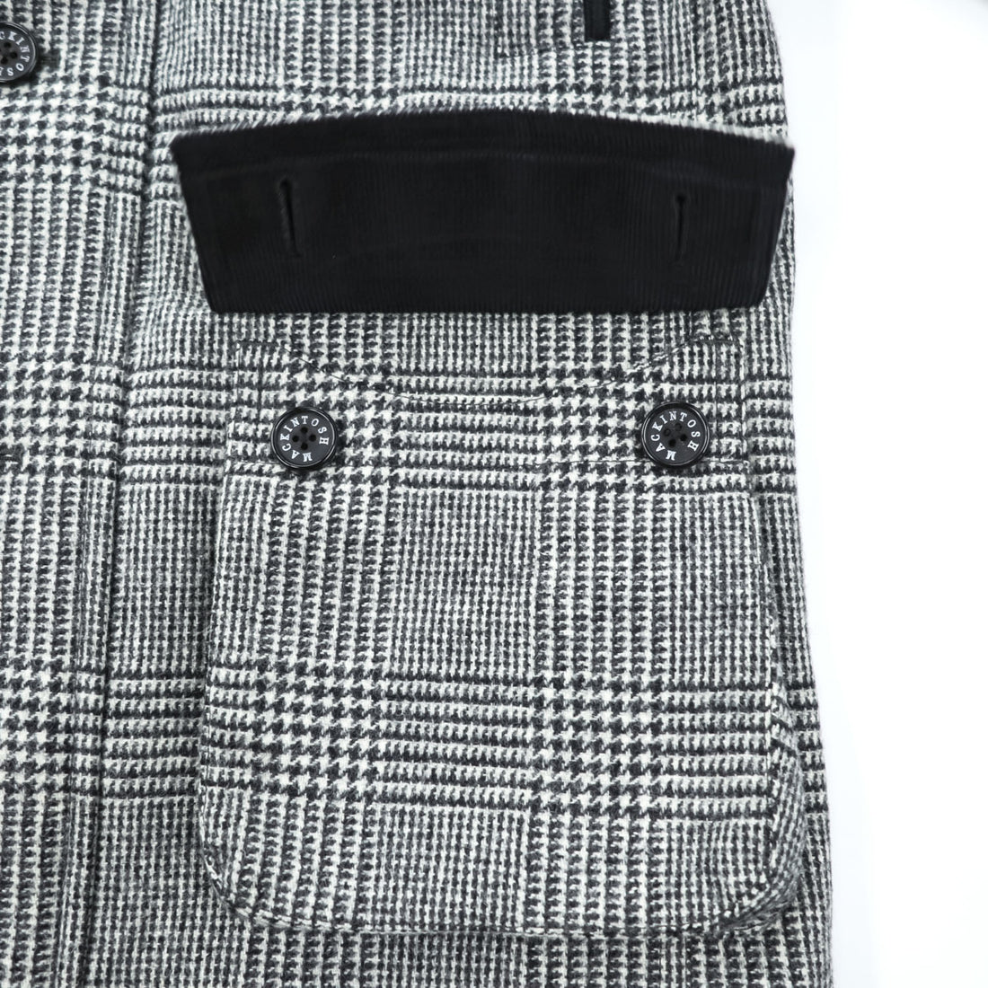 MACKINTOSH LONDON グレンチェック キルティングジャケット L グレー 中綿 ツイード 襟コーデュロイ G1F22-221-05