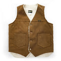 Wrangler USA-Made 1970s Vintage Vest, Size M, Brown, Faux Suede, Boa, Sherpa (VL459DB)