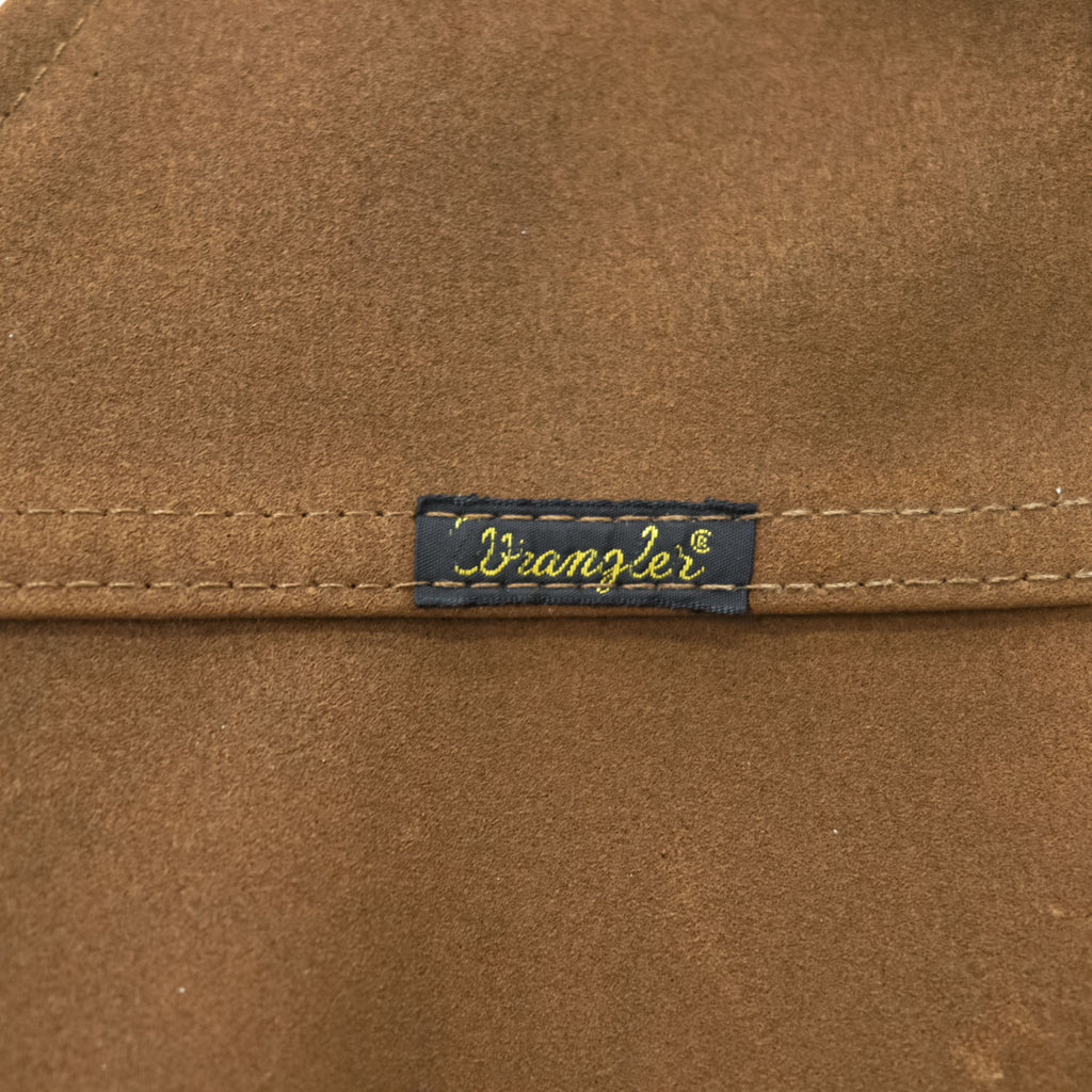 Wrangler USA-Made 1970s Vintage Vest, Size M, Brown, Faux Suede, Boa, Sherpa (VL459DB)