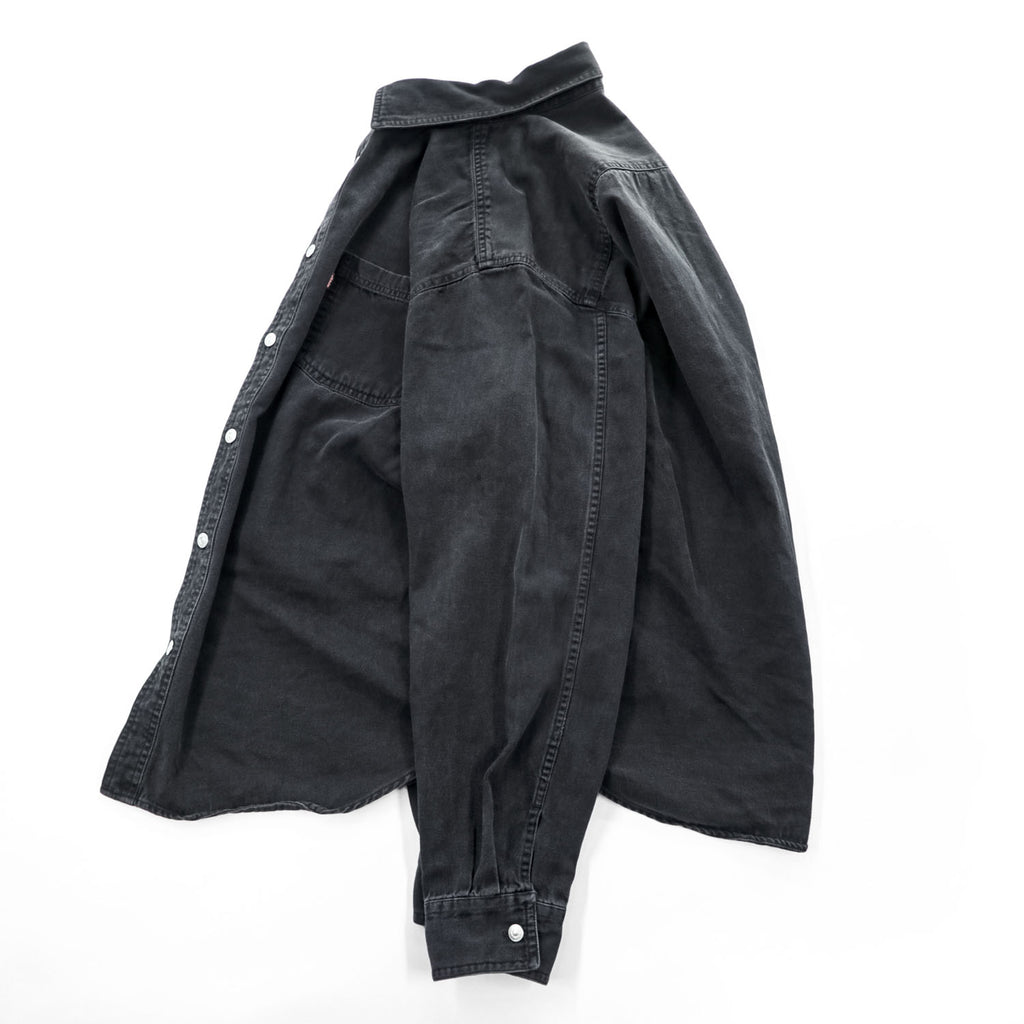 Levi's JEANS 00年代 ヴィンテージ 長袖 ブラック デニムシャツ XXL ビッグサイズ メタルボタン ダブル 胸ポケット
