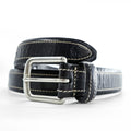 Polo Ralph Lauren イタリアンサドルレザー ベルト ブラック シルバー メタル ピンバックル コントラストステッチ 2110309-001