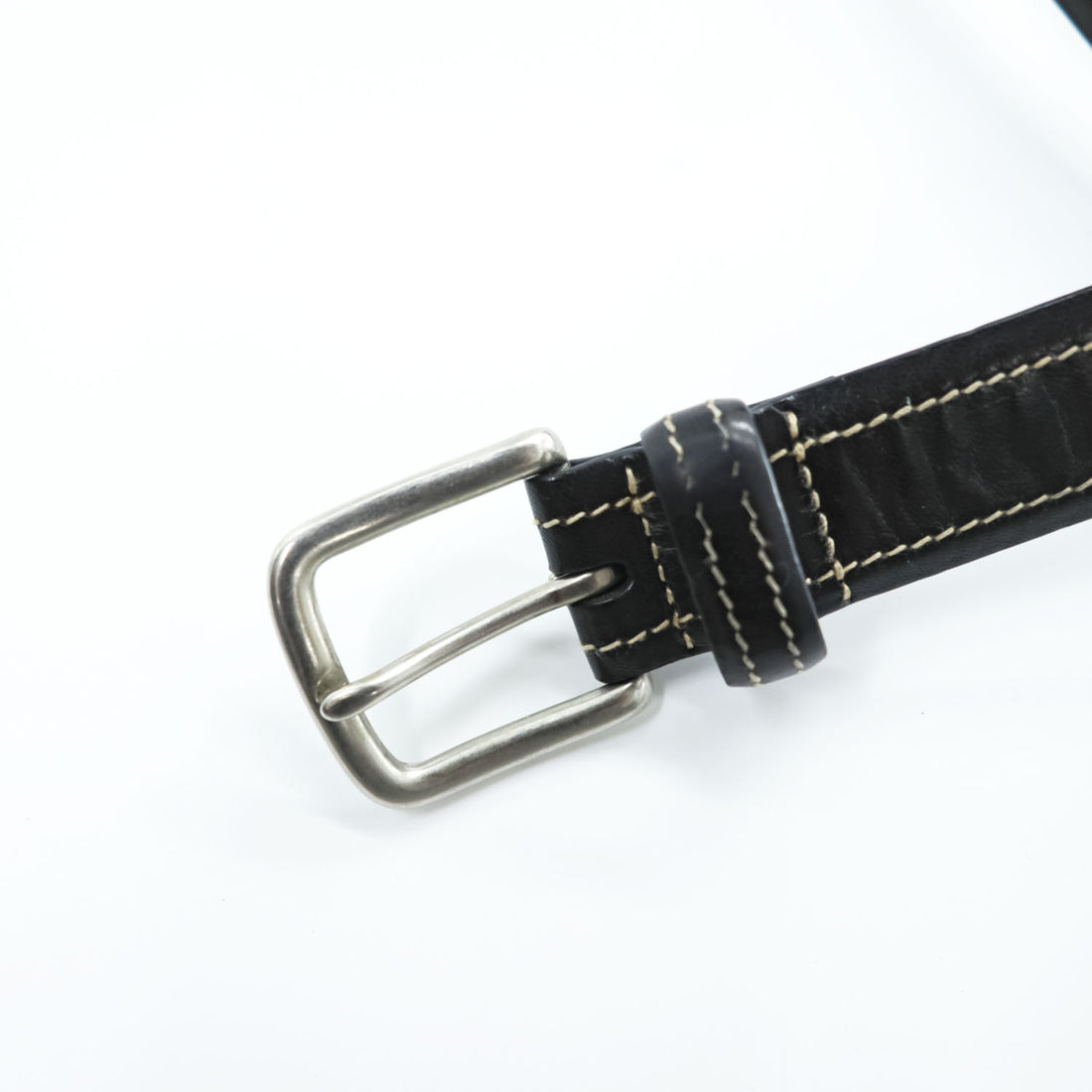 Polo Ralph Lauren イタリアンサドルレザー ベルト ブラック シルバー メタル ピンバックル コントラストステッチ 2110309-001（9枚目）
