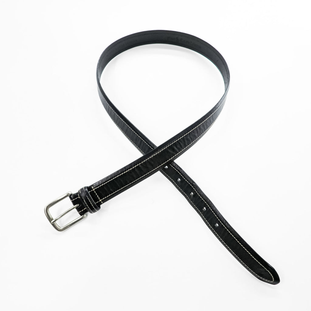 Polo Ralph Lauren イタリアンサドルレザー ベルト ブラック シルバー メタル ピンバックル コントラストステッチ 2110309-001（12枚目）