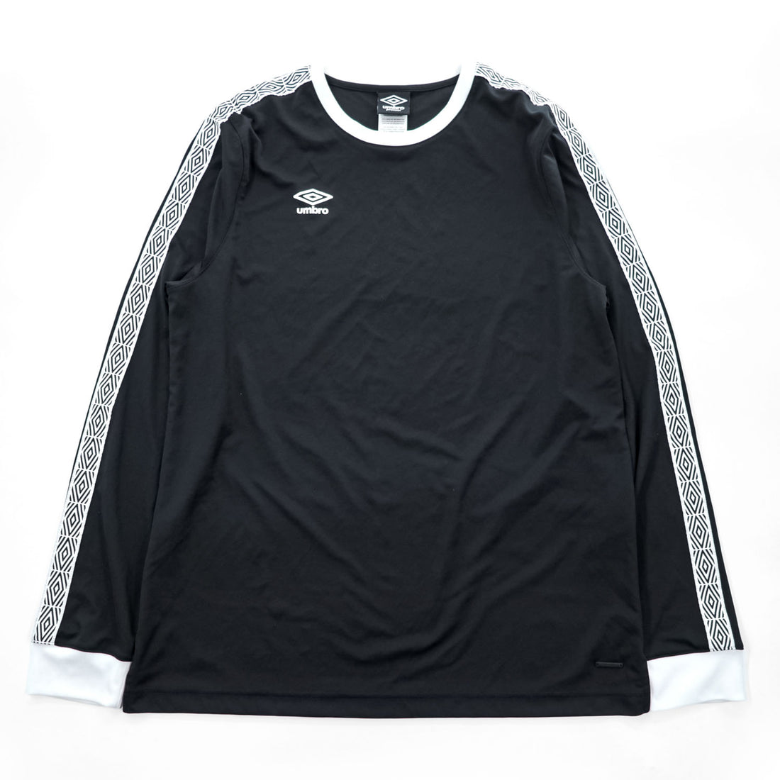 Umbro Premier Black White Geometric Stripe Long Sleeve T-Shirt XL