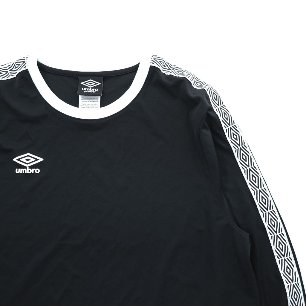 Umbro Premier Black White Geometric Stripe Long Sleeve T-Shirt XL