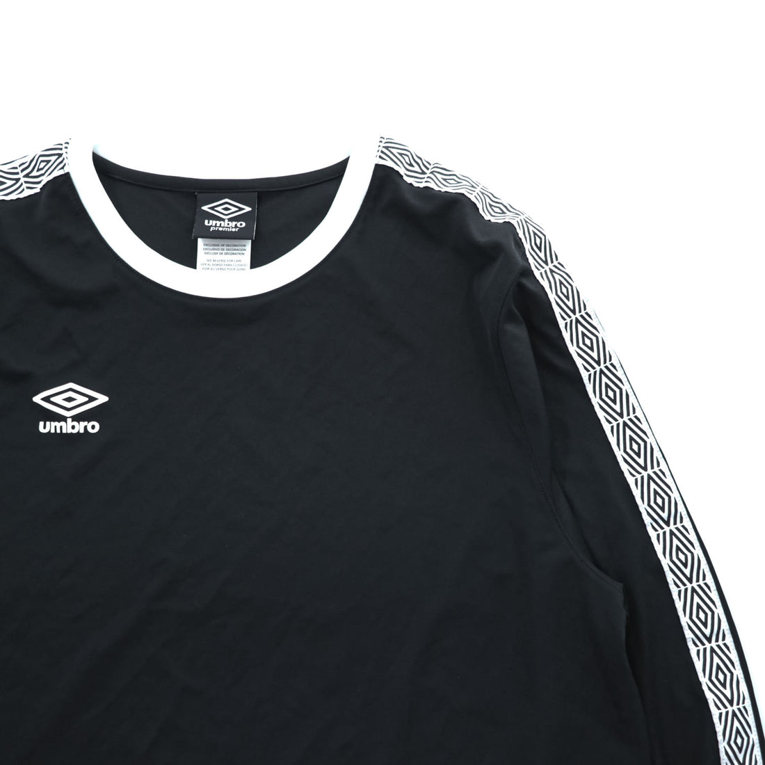 Umbro Premier Black White Geometric Stripe Long Sleeve T-Shirt XL