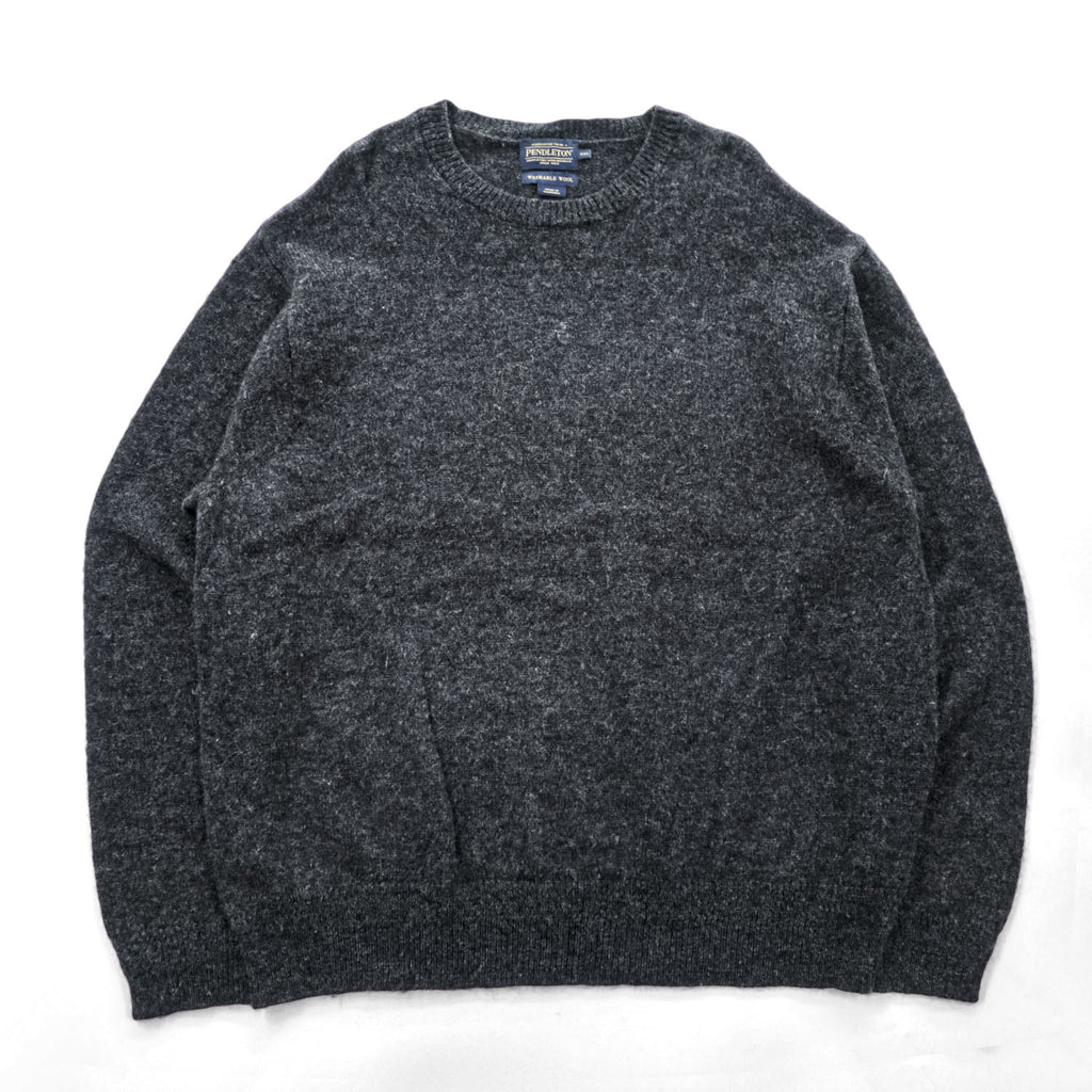 PENDLETON 20s Washable Shetland Wool Crewneck Sweater Charcoal Gray XXL Shetland Crew