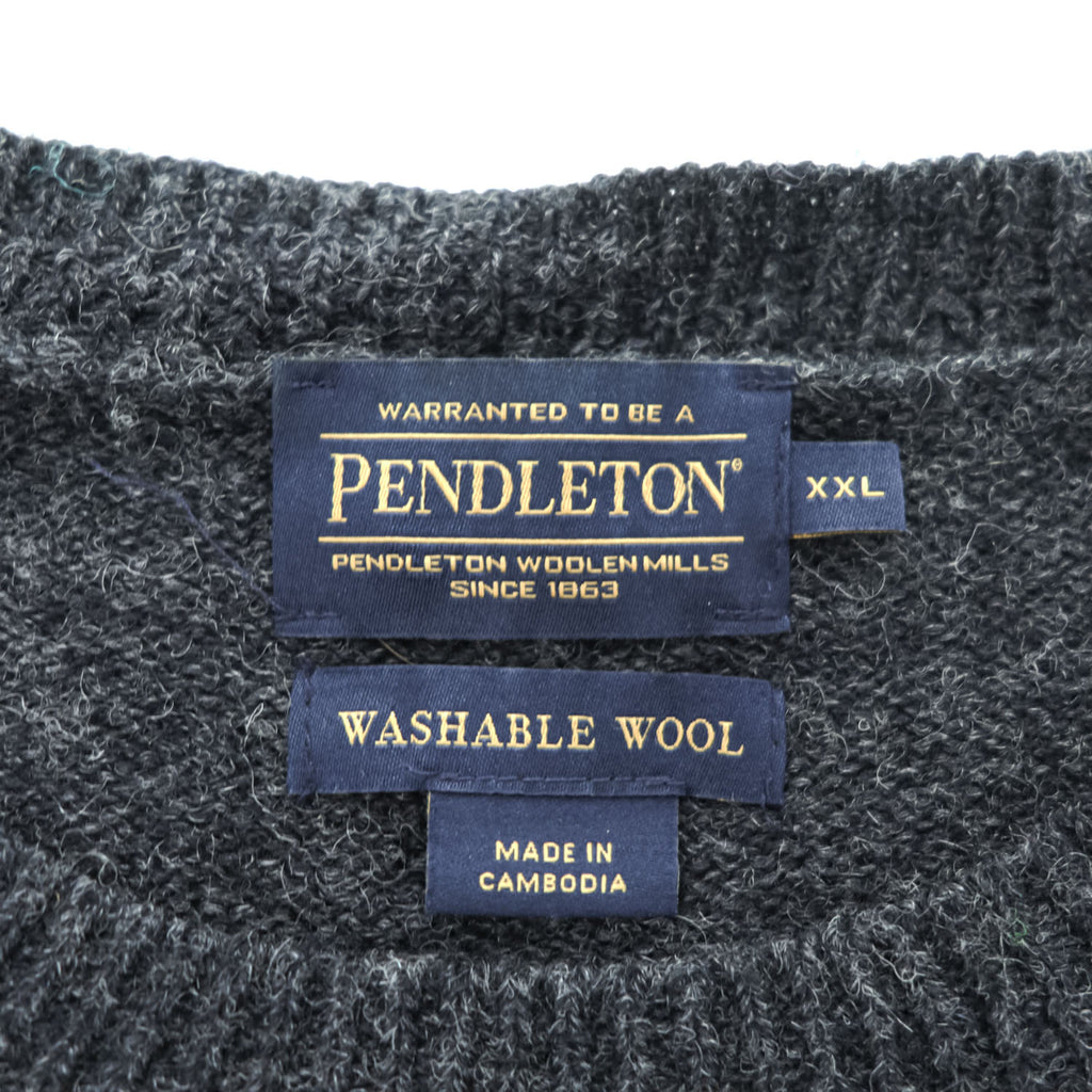 PENDLETON 20s Washable Shetland Wool Crewneck Sweater Charcoal Gray XXL Shetland Crew