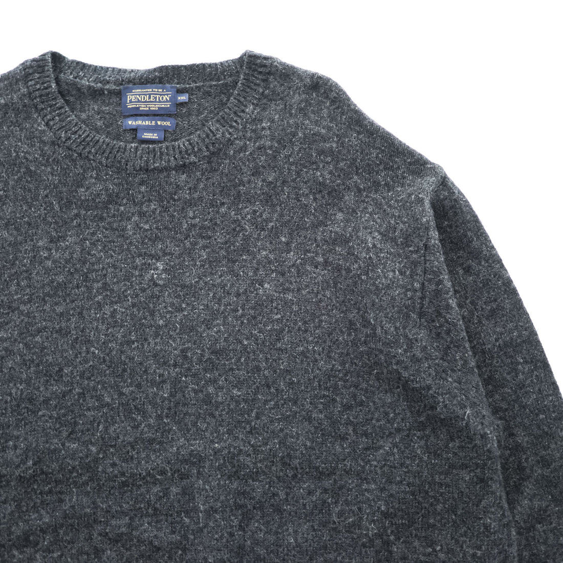 PENDLETON 20s Washable Shetland Wool Crewneck Sweater Charcoal Gray XXL Shetland Crew