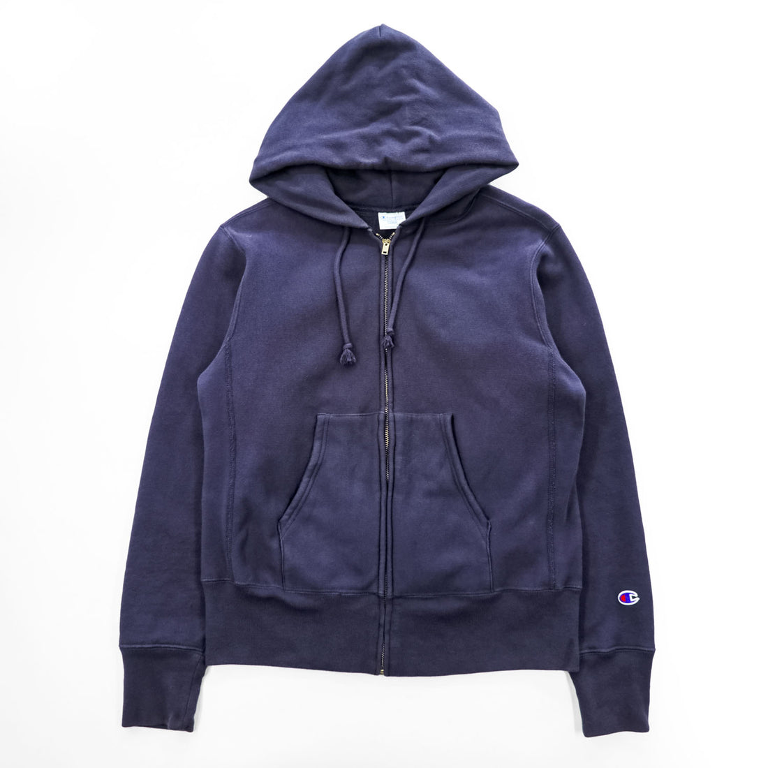 Champion 11.5oz COTTON USA リバースウィーブ REVERSE WEAVE ジップパーカー 青単タグ 復刻 L ネイビー 裏起毛 UNIVERSALジップ フロントポケット C3-Y134