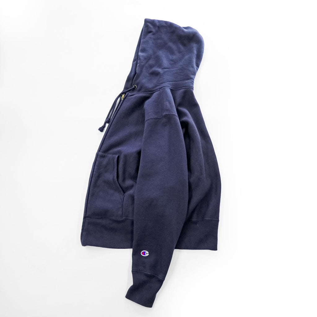 Champion 11.5oz COTTON USA リバースウィーブ REVERSE WEAVE ジップパーカー 青単タグ 復刻 L ネイビー 裏起毛 UNIVERSALジップ フロントポケット C3-Y134