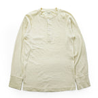 1979 US Military Issue Wool Cotton Henley Thermal Undershirt Natural Medium Vintage 70s
