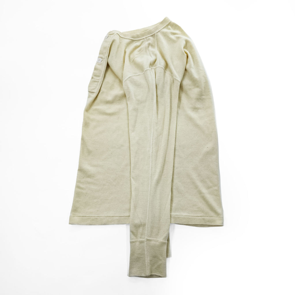 1979 US Military Issue Wool Cotton Henley Thermal Undershirt Natural Medium Vintage 70s