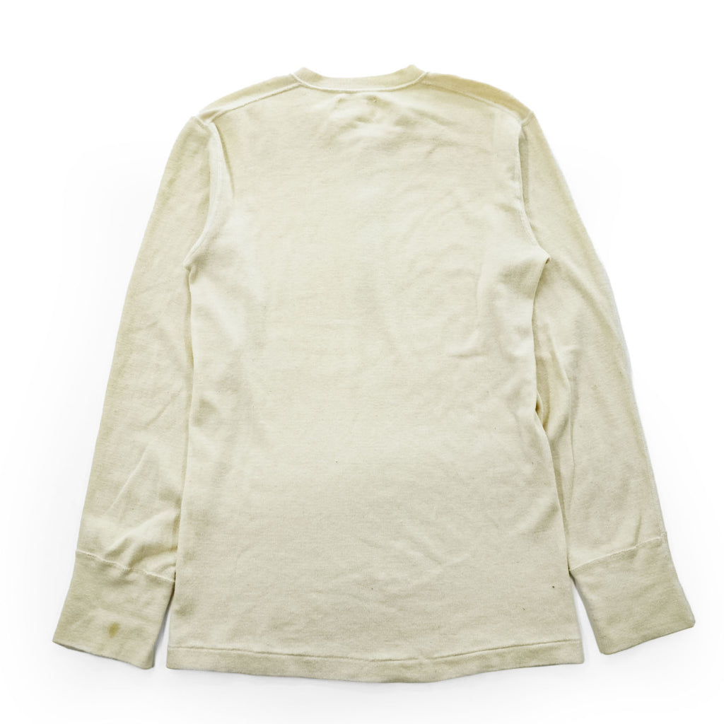 1979 US Military Issue Wool Cotton Henley Thermal Undershirt Natural Medium Vintage 70s